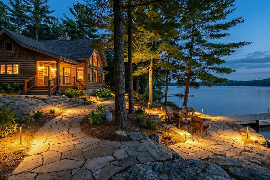 Landscape lighting installation Muskoka, Simcoe County, York Region, GTA